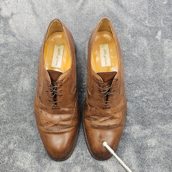 MEZLAN Genuine Ostrich Dress Shoes Mens 13M Derby Loafer brown lace-up oxford main image 15